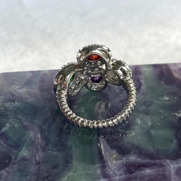 Sterling Silver 925 Joseph Esposito Multicolor CZ Circle Ring Sz 6 Modernist - Picture 11 of 16